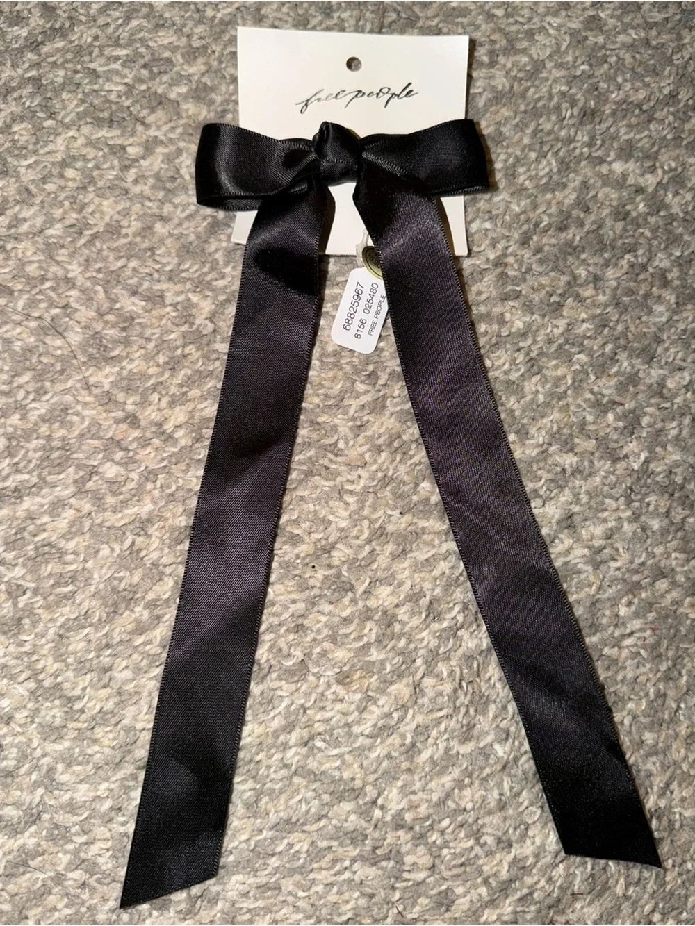 Free People Black Satin Bow Hair Ribbon with Long Tails